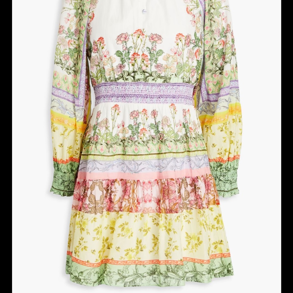 Alice + Olivia Yellow and Pink Ruffled Tiered Sundress